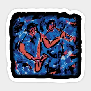 Saxophone and Trumpet Musicians Modern Art Sticker